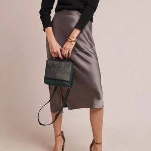 Grey Bias Satin Midi Slip Skirt Anthropologie Size 0